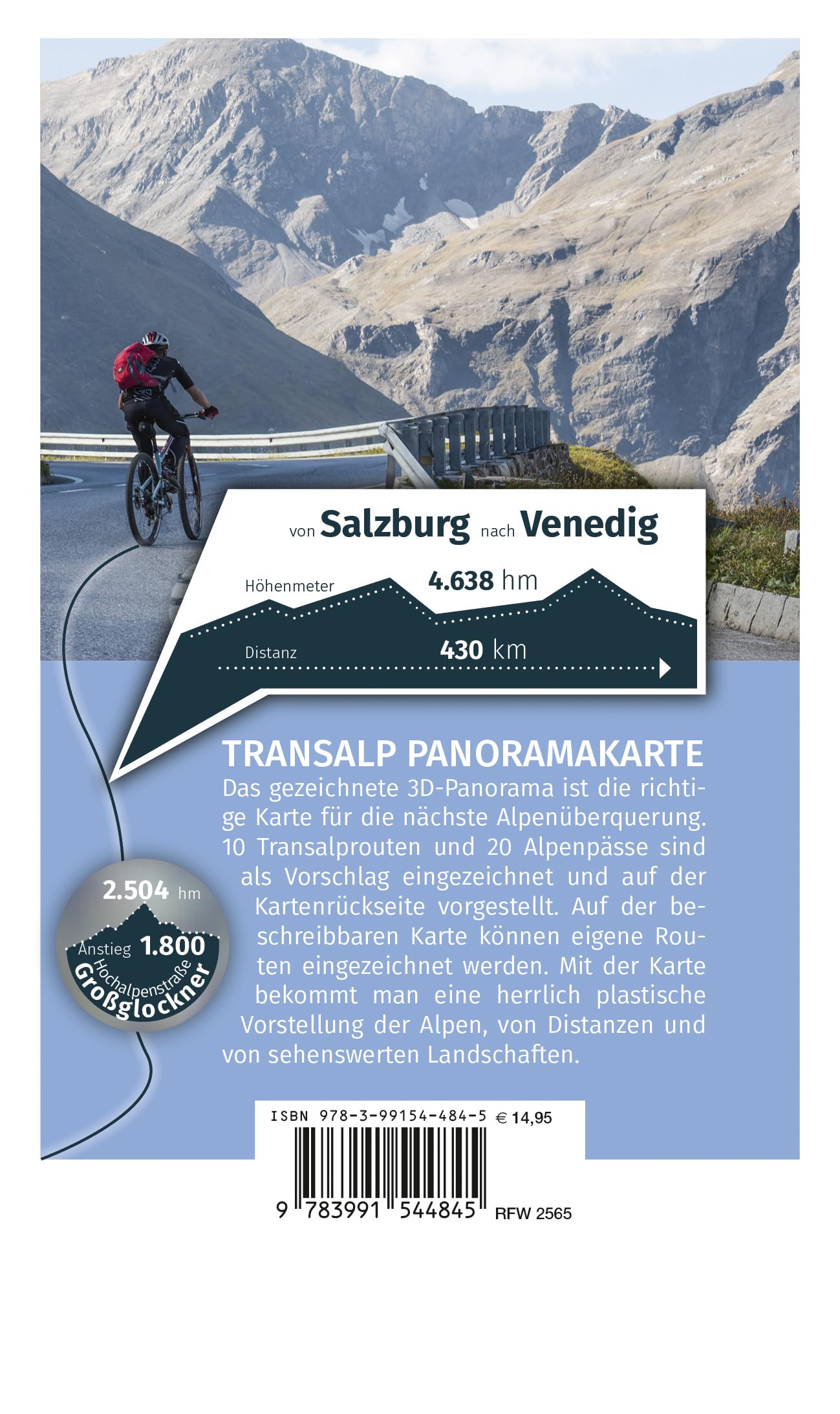KOMPASS Radfernwegekarte Transalp Panoramakarte 1:2 Mio.: Alpenüberquerungen für Bikes und E-Bikes mit Routen und Pässen: 2565