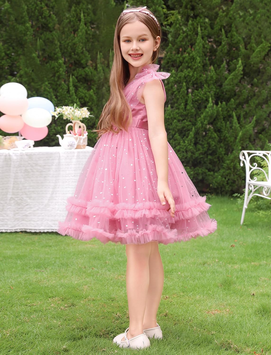 IMEKIS Toddler Kids Girls Butterfly Dress Sparkle Sequins Tulle Wedding Formal Birthday Dresses 2-10T - Image 5