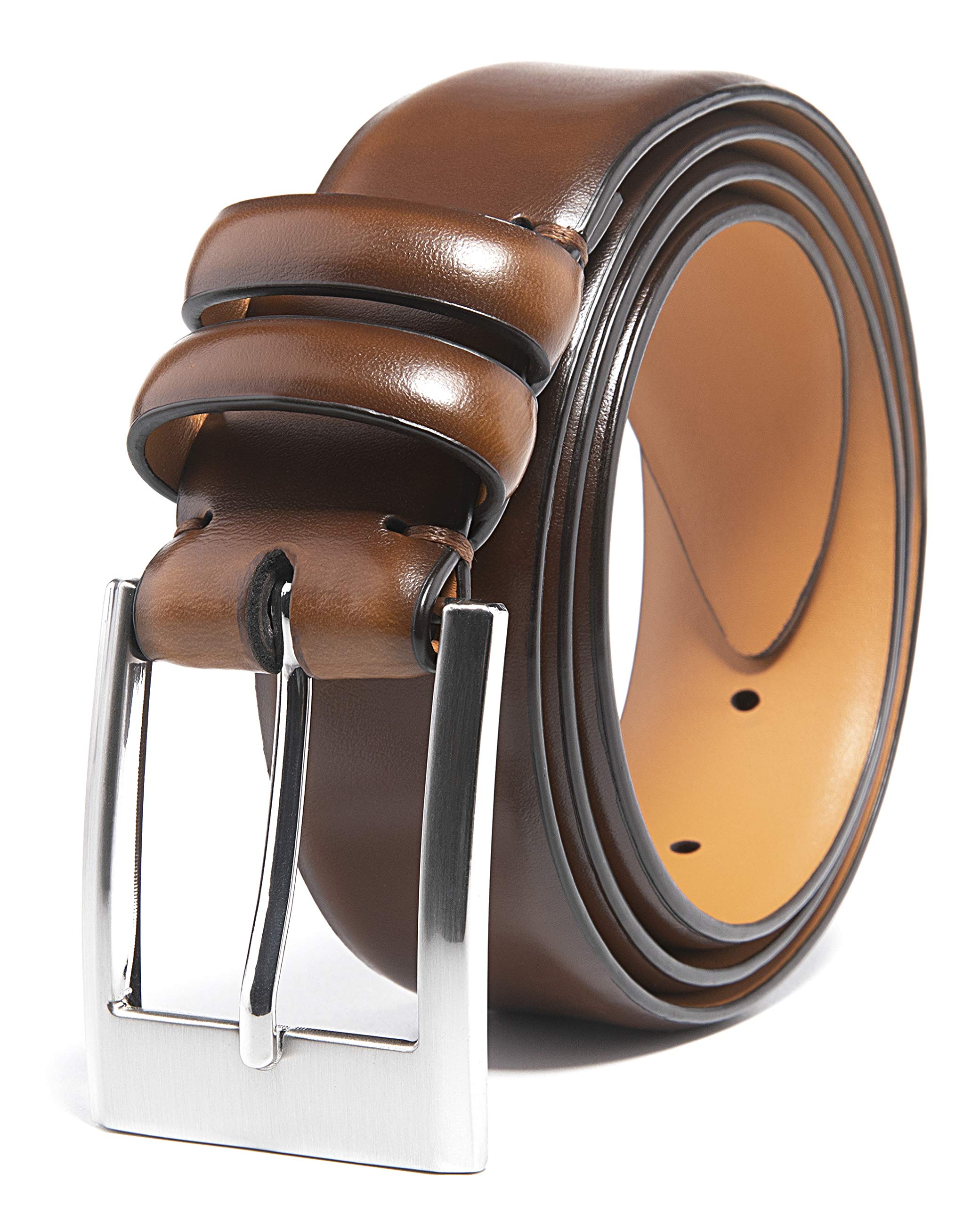 Fabio Valenti Belts for Men, Handmade Genuine Leather, 100% Cow Leather, Classic and Fashion Designs (44/46, 1233 Burnt Umber)