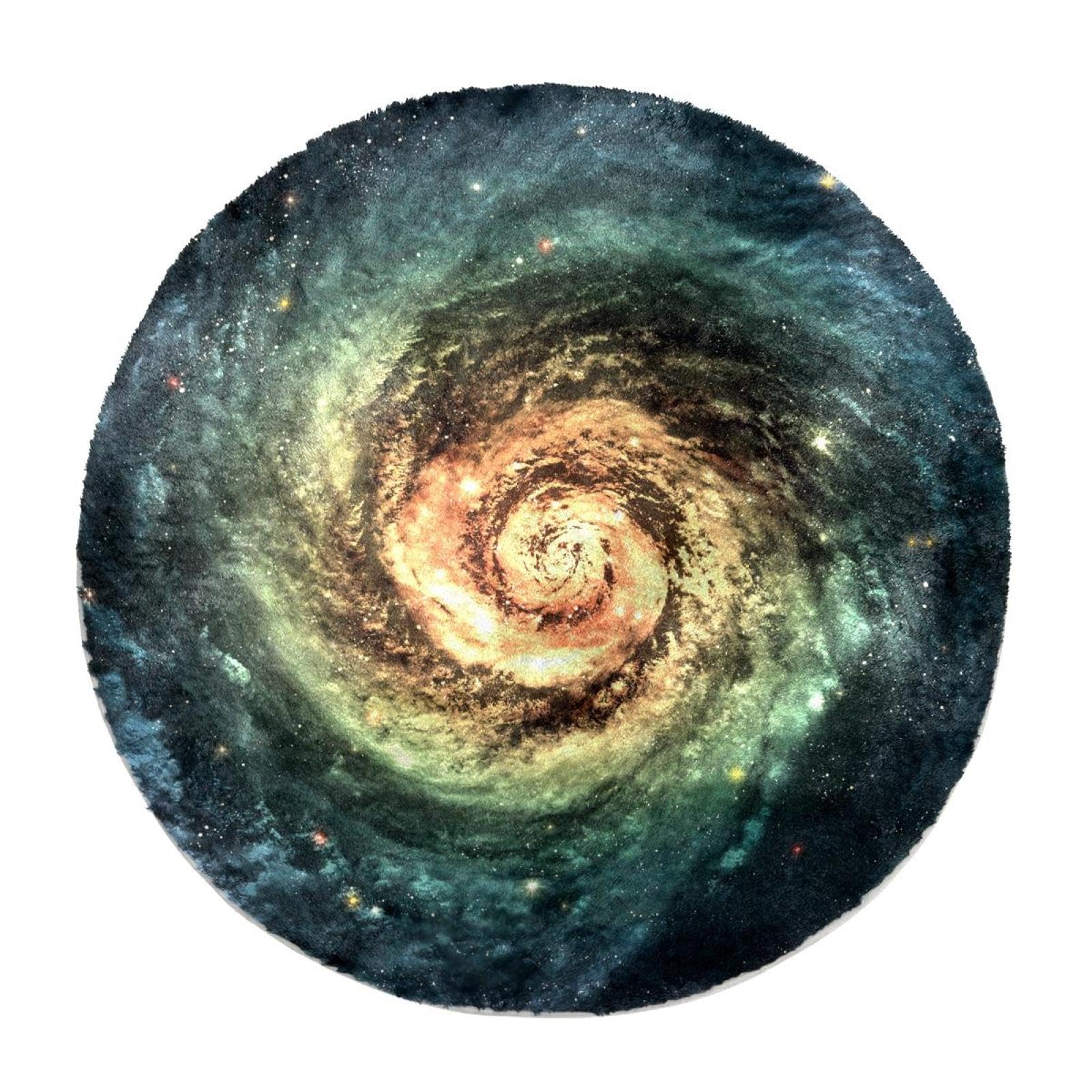 Tapis à poils longs anti-froid galaxie spirale 70 cm doux pour salon