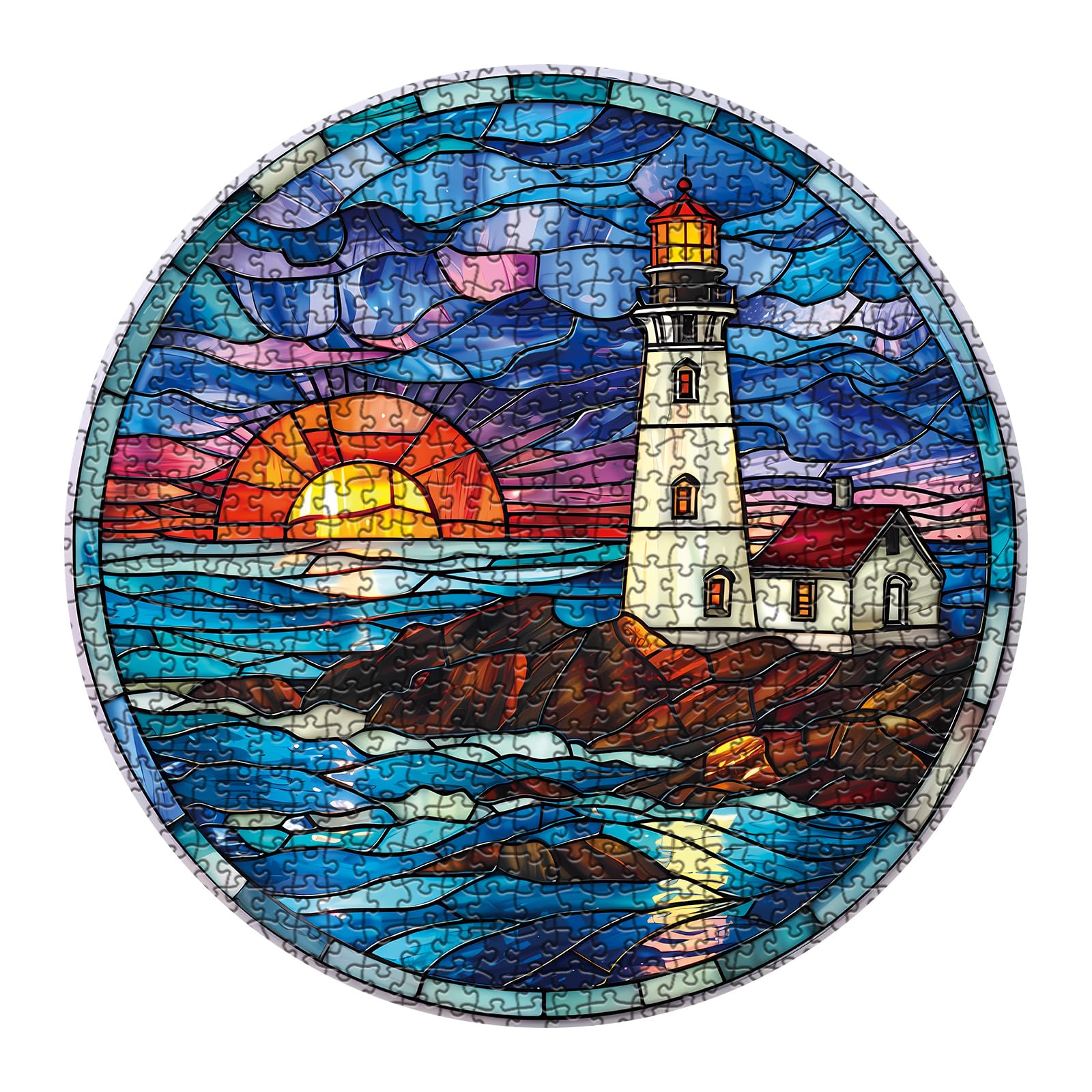 Puzzle da 1000 pezzi Faro al tramonto per adulti Puzzle da disegno Assemblaggio di giocattoli Giochi interattivi per famiglie
