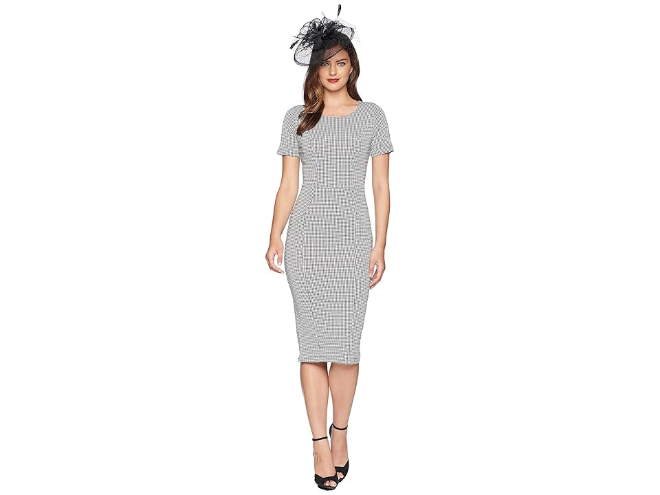 

Unique Vintage Mod Wiggle Dress (Black/White Houndstooth) Women's Dress