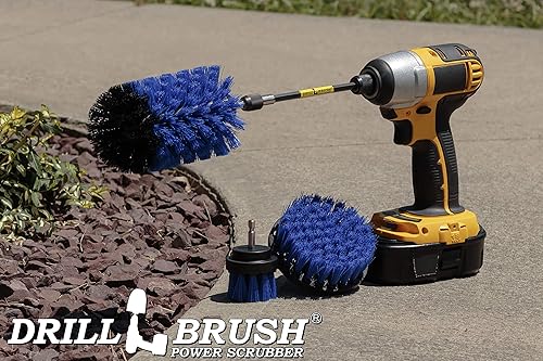 Miniatura 6 de Drill Brush Power Scrubber by Useful Products Drillbrush Cepillos de taladro azul medio con extensor - Kit de accesorios de extensión de cepillo de