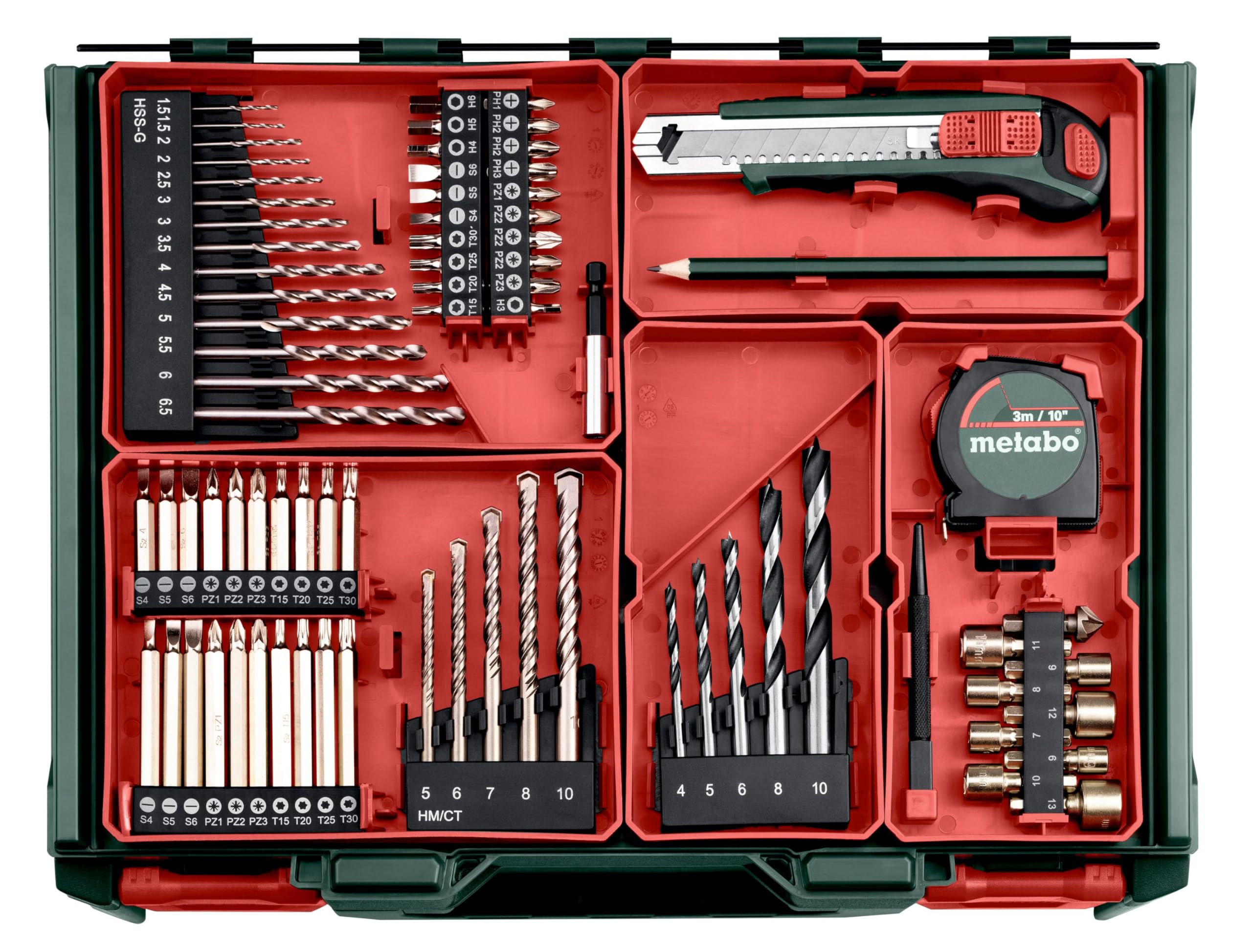TALADROS DE PERCUSIÓN (R+L: GIRO A DCHA. E IZQDA.) SBE 650 Set | Mobiler Werkzeugkoffer inklusive Bohrerset und Bits, Rechts-Links-Lauf, V-Elektronik, 1.5-13 mm Bohrfutter, 1.8 kg