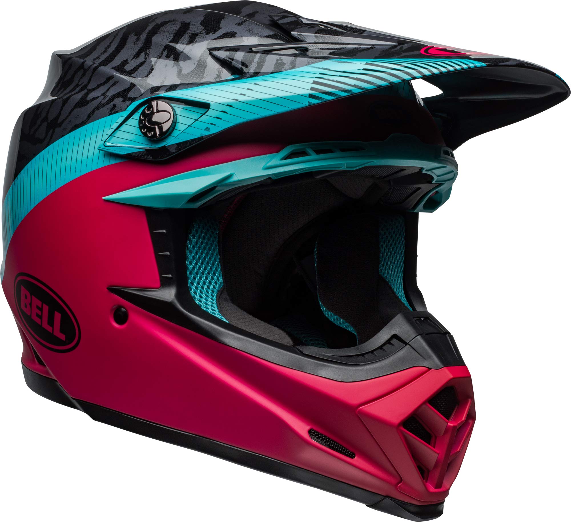 BELL Moto-9 Adult Off-Road Motorcycle Helmet - Chief Matte/Gloss Black/Blue/Pink/Medium