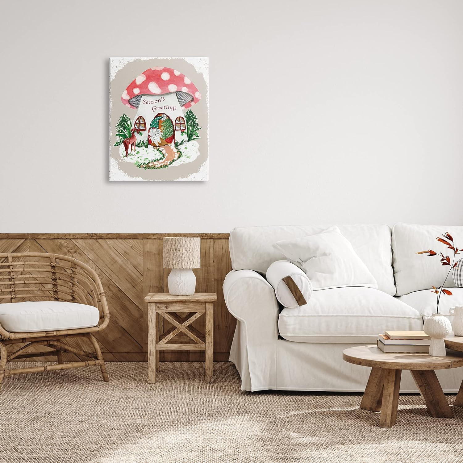 Stupell Industries Season's Greetings Gnome Forest Mushroom House Garden Creature