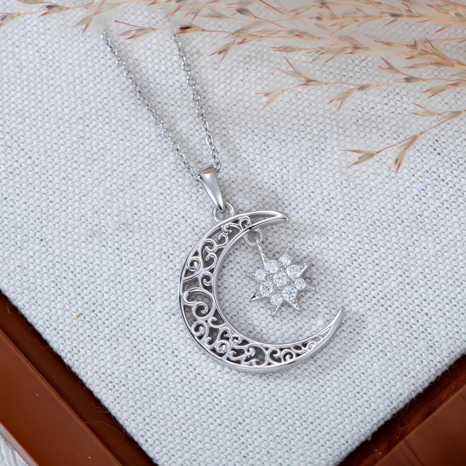 Moon Necklace Silver Moon and Star Pendant Necklace for Women Gift for Birthday Anniversary Valentine’s Day Mother Day - Image 4