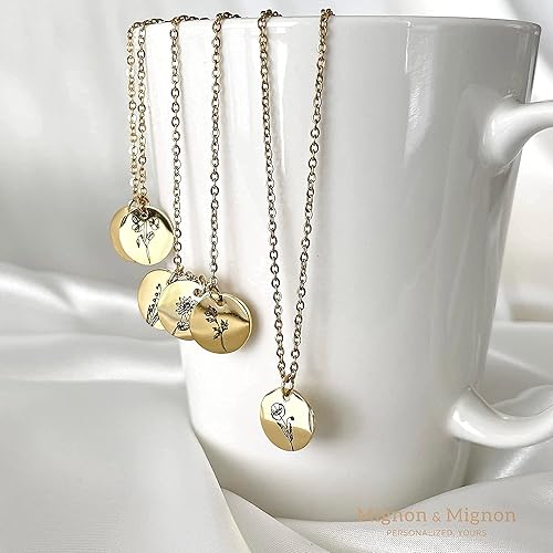 Miniatura 5 de Collar de flores de nacimiento de oro rosa Regalo para ella Collar personalizado Diseño Floral Joyería Regalo del Día de la Madre Joyería