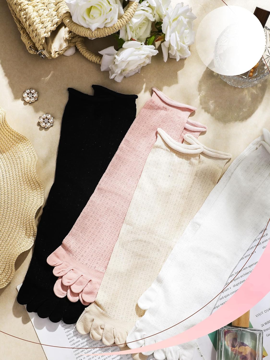 4 Pairs Womens Mesh Toe Socks Cotton Five Toes Crew Socks Breathable Toe Separated Socks for Women Girls - Image 7