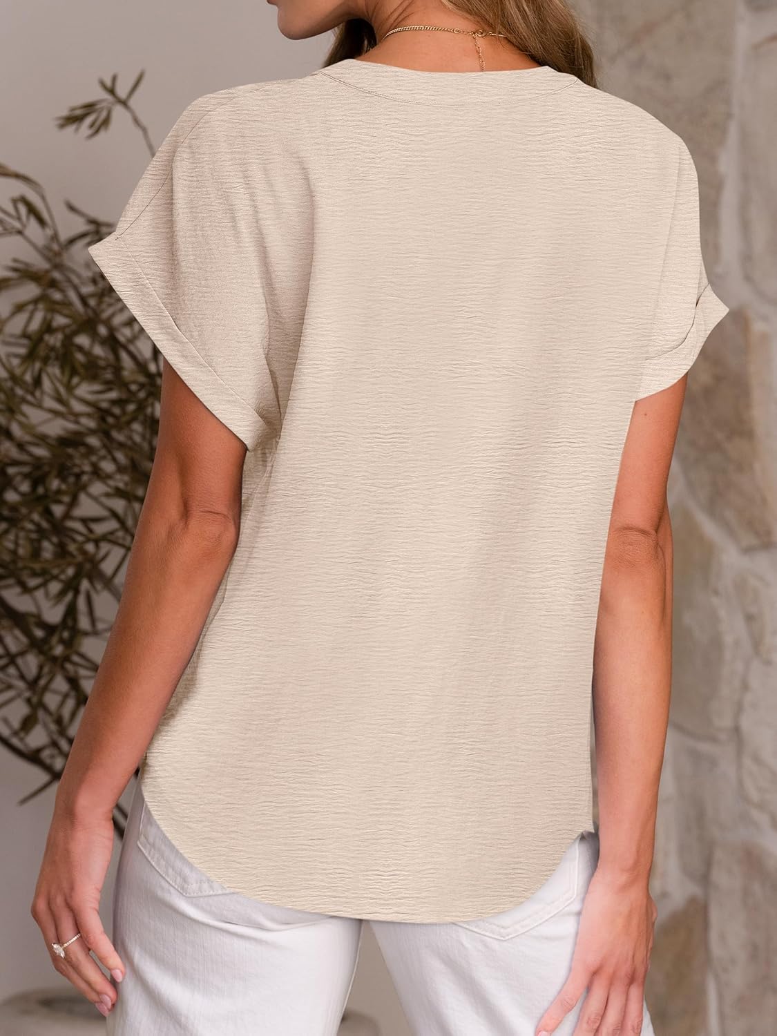 ANRABESS Women Short Sleeve Henley Top V Neck Dressy Business Casual Work Blouses Summer Shirts 2026 Vacation Fashion Clothes - Image 5