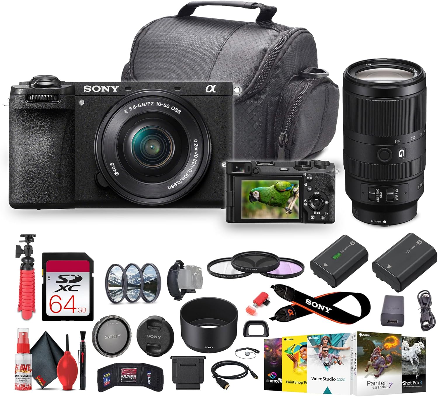 Sony Alpha a6700 Mirrorless Camera, 26 MP Sensor, 4K Video, and Vlog Friendly Functions with 18-135mm Lens (ILCE-6700M/B) + 64GB Memory Card + Filter Kit + NP-FZ100 Compatible Battery + More