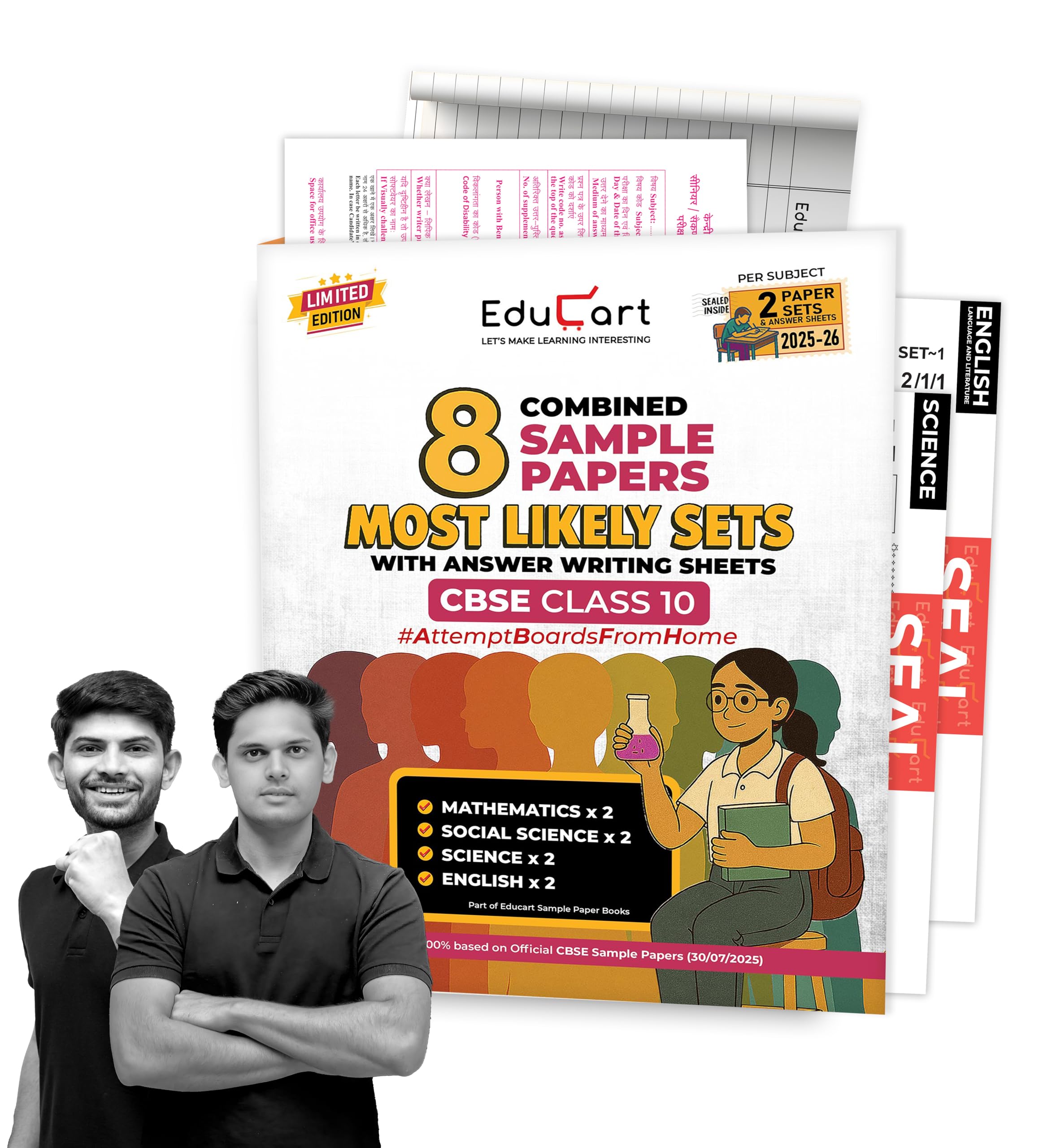 Educart CBSE Class 10 Combined Sample Papers - Science, Maths Standard, SST & English 2025-26 (Most Likely Sets 2026 Boards)