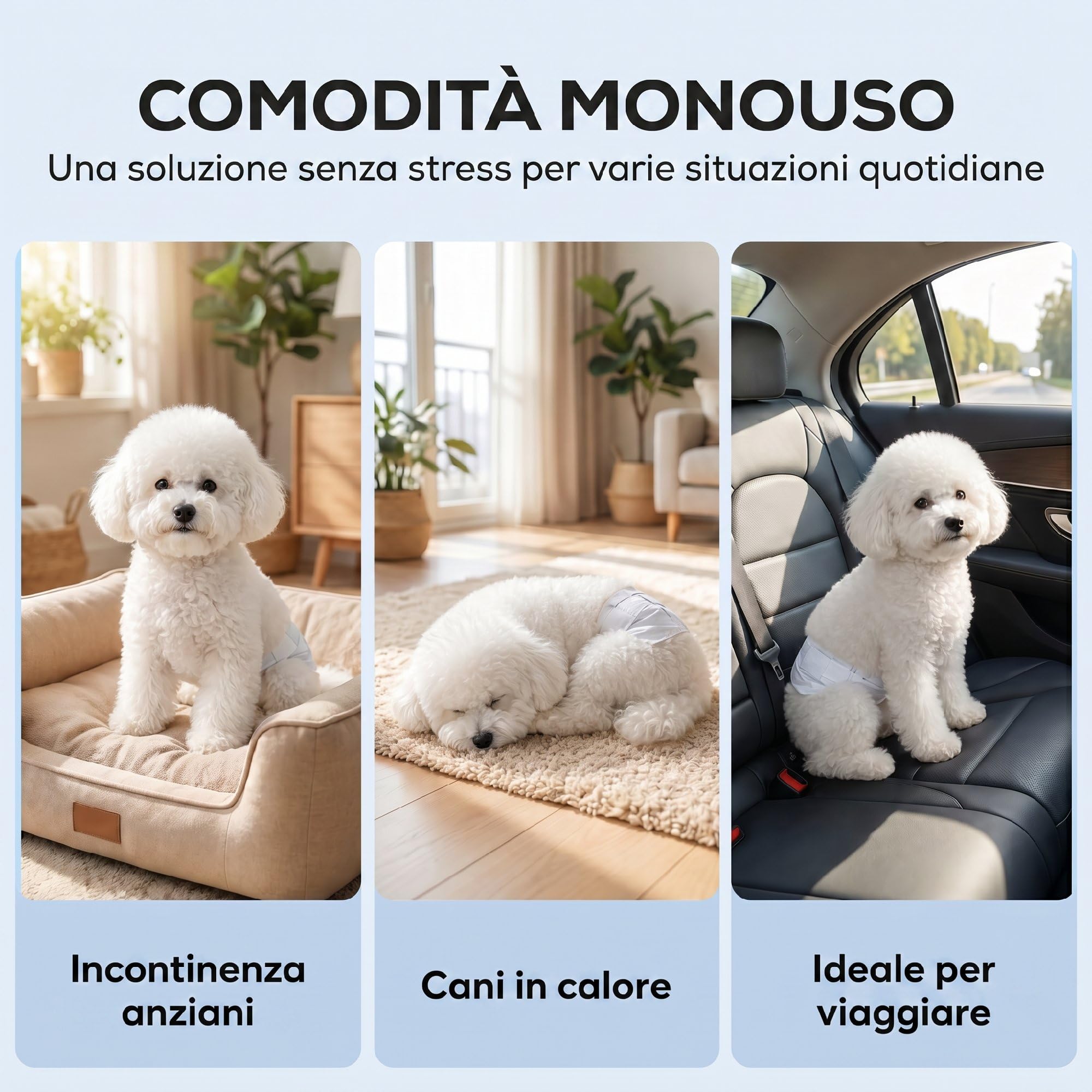 PawHut Pannolini per Cani Maschi, 48 Pezzi, Pannolini Assorbenti con Fascia Elastica Regolabile, Usa e Getta, per Incontinenza e Urinazione Eccitabile, 62x20 cm, Bianco