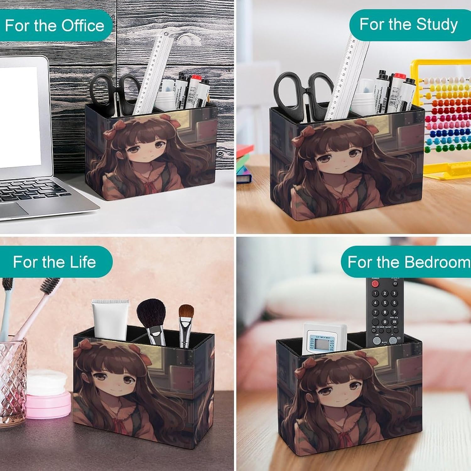 Little Woman in Anime Pen Holder Desk Organizer for Office Studio image 4