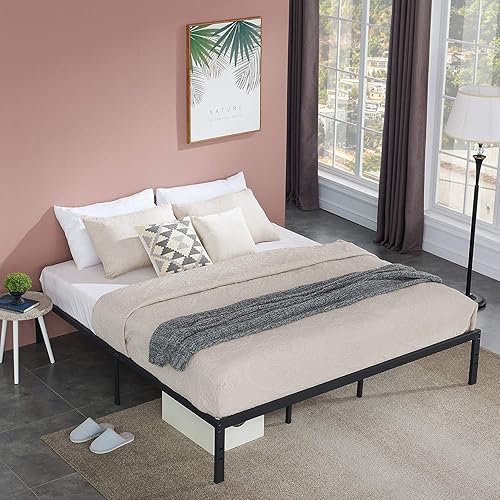 Miniatura 51 de VECELO - Base de cama metálica, no necesita somier, base de colchón, soporte de listones de acero, color negro, tamaño king