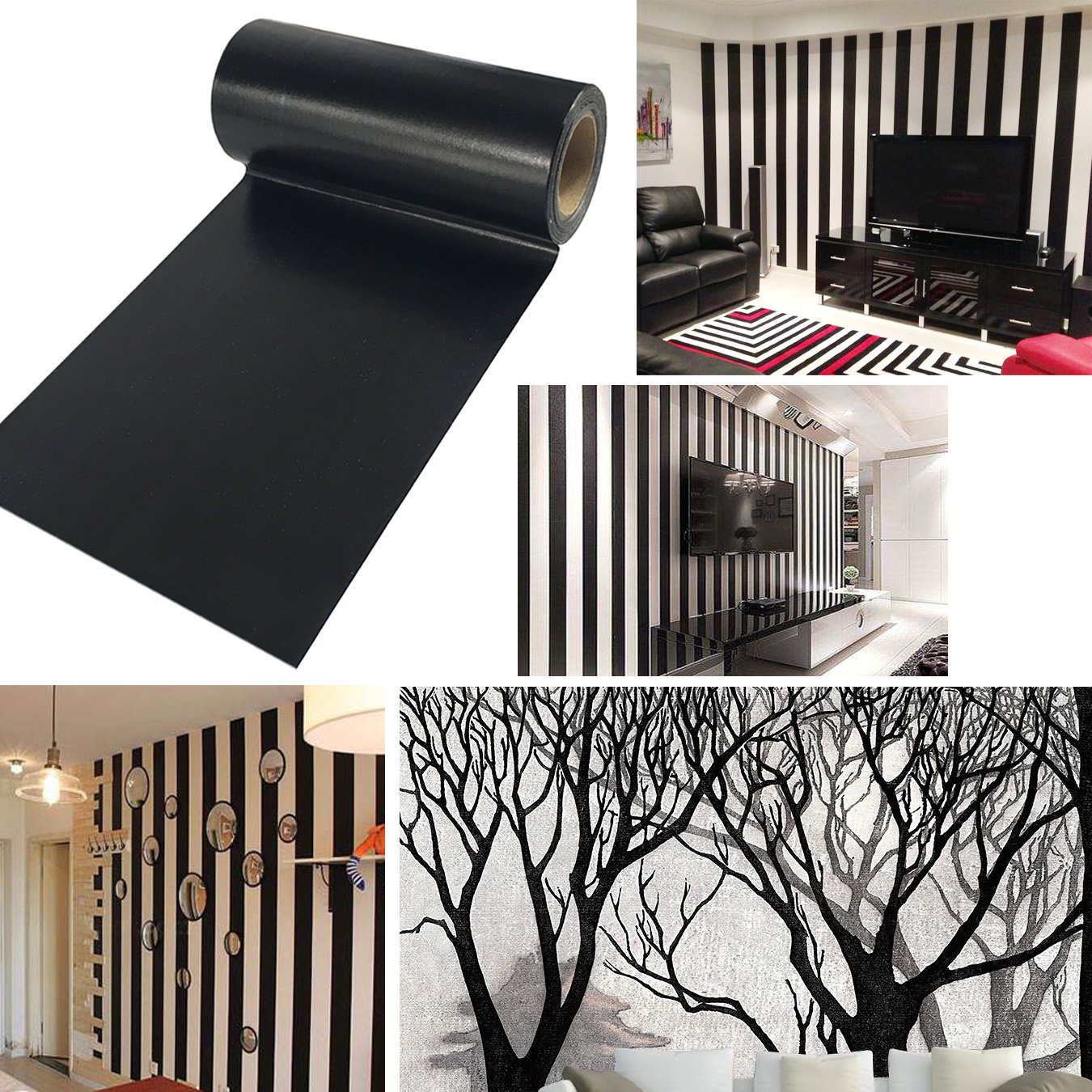 Washi Cintas Negro UOOOM para Embalaje de Regalo Personalizado y Detalles Especiales de Scrapbooking