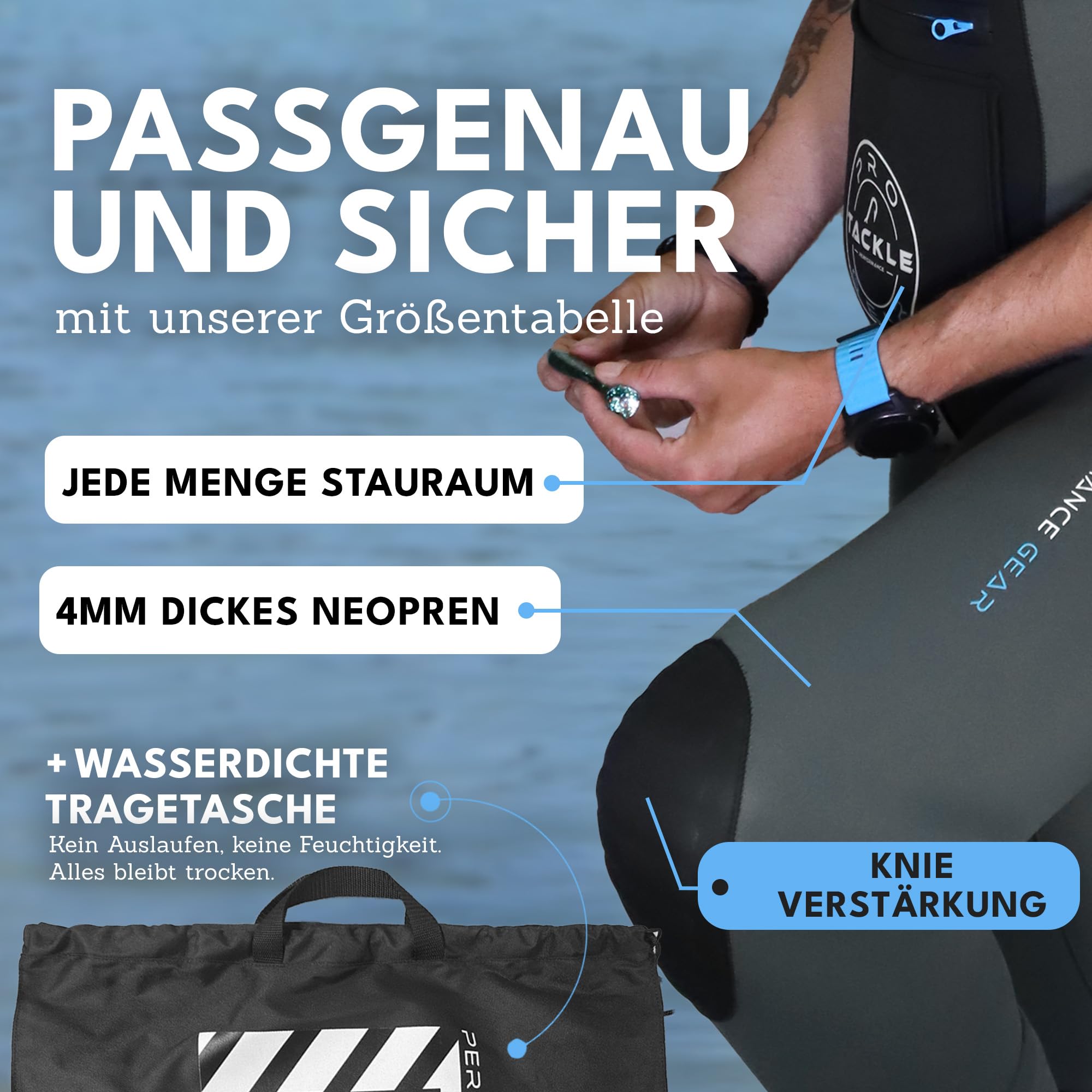 Pro Tackle Neopren Wathose - Water Strider II Stocking Foot, 4mm Neopren, Wasserdichte Anglerhose, Verstellbare Schultergurte, Brusttaschen - Perfekt für Angeln und Outdoor