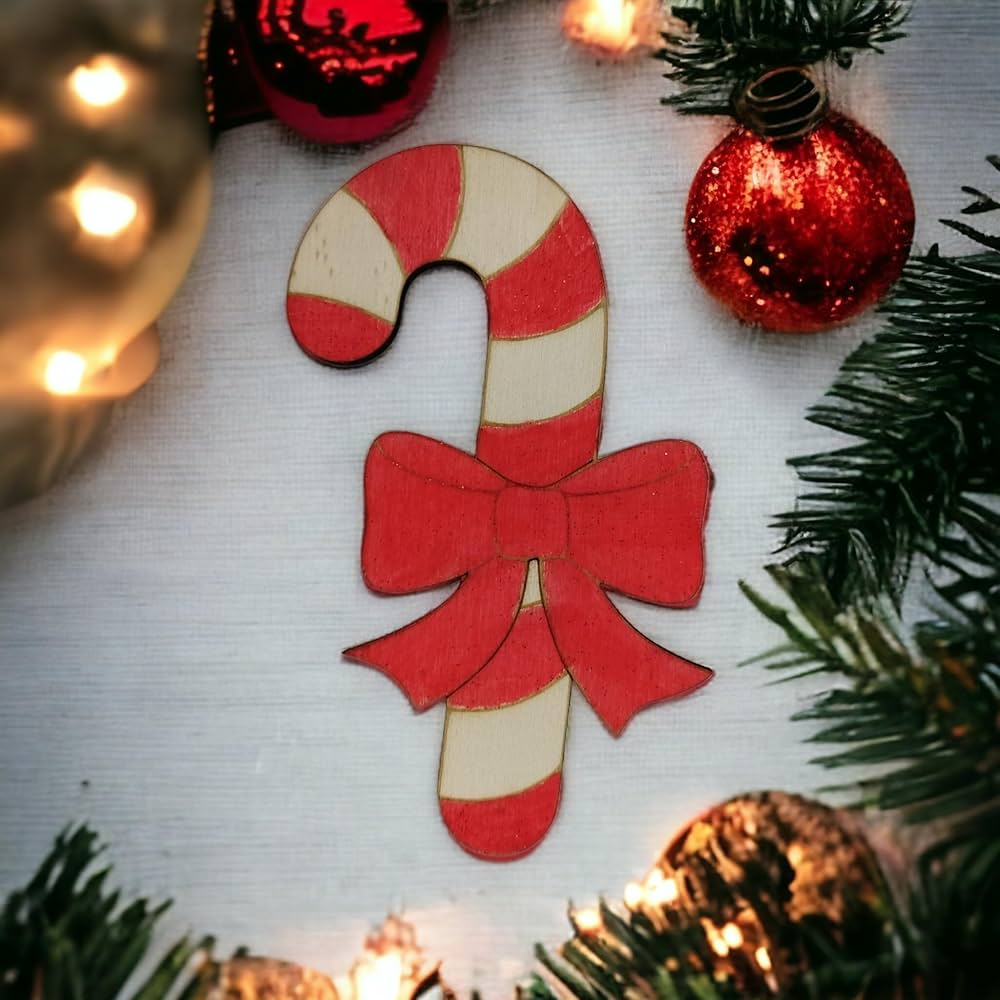AUTSUPPL - 30 Pièces Formes Canne De Noël En Bois à Peindre - Surface Lisse Non Finie - DIY Déco Fêtes