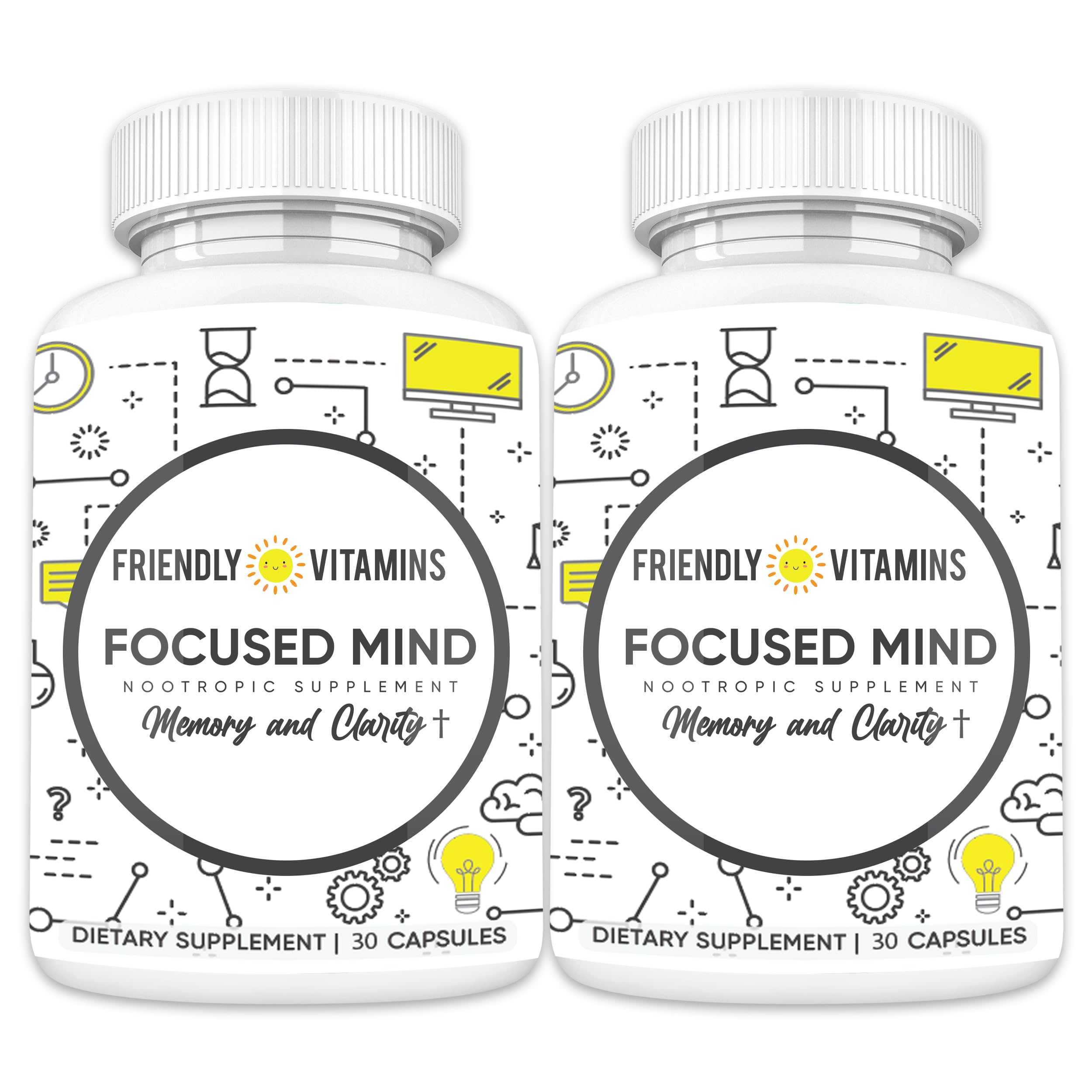 Focused Mind – Daily Brain Supplement for Memory and Focus Support | Nootropic for Concentration, Mental Clarity, and Brain Energy | Cognitive Supplement for Work, School, or Everyday Demands