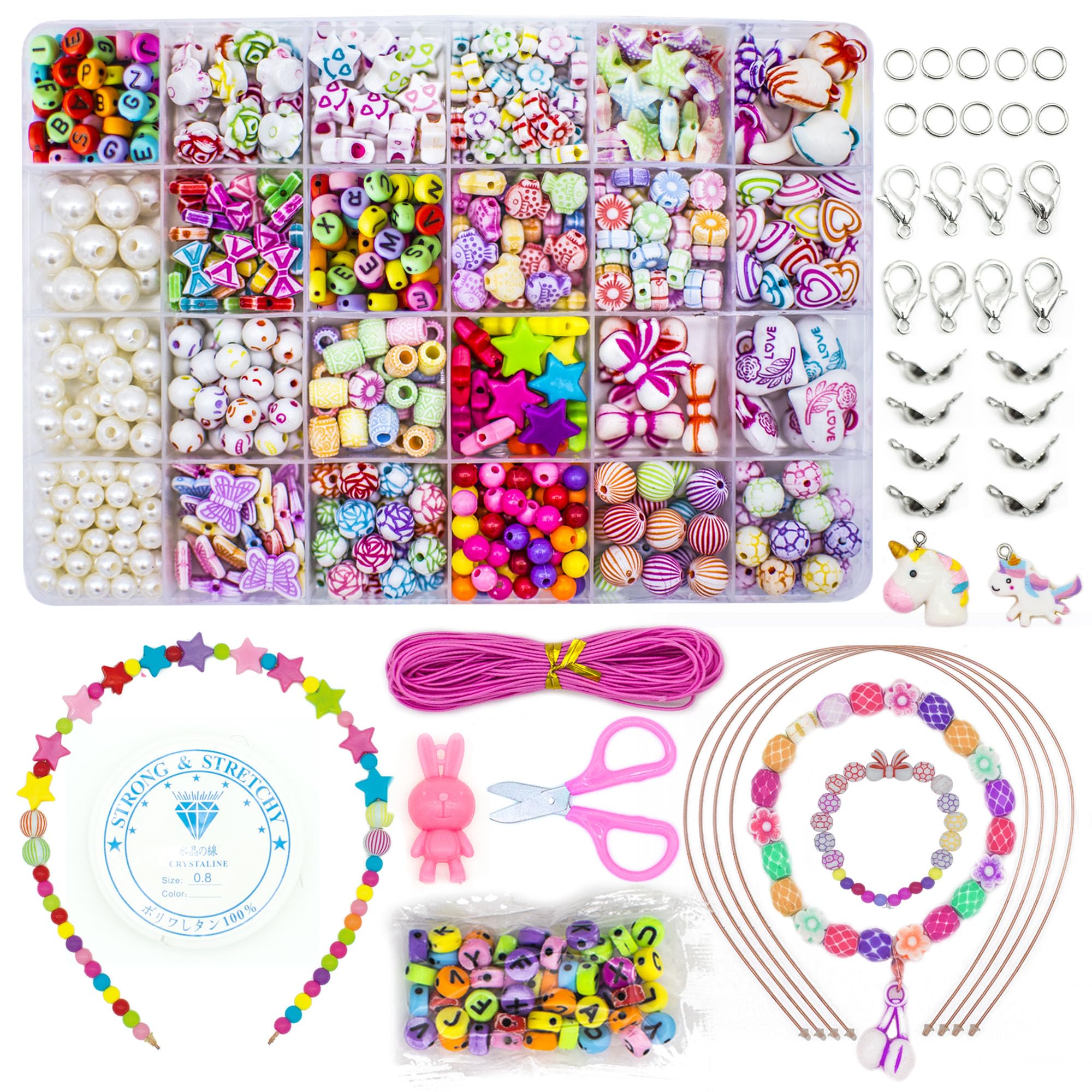 WONDERFORU Children DIY Beads for Jewellery Bracelet Necklaces String Making Kit