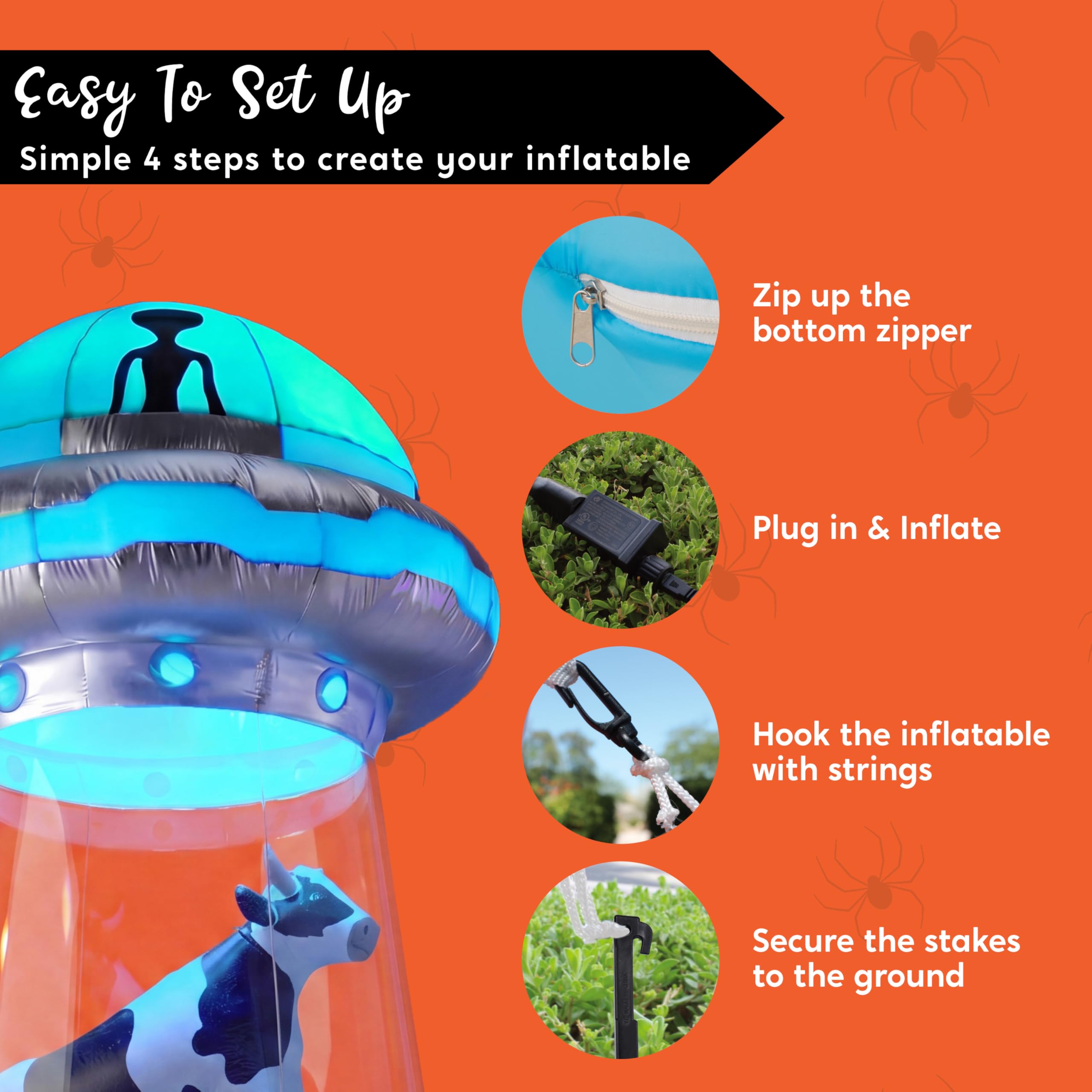 Joiedomi Decorazione da Giardino UFO Gonfiabile di Halloween Alta 9 FT con LED Incorporati Gonfiabili per la Festa di Halloween per Interni, Esterni, Cortile, Giardino, Decorazioni per Prato