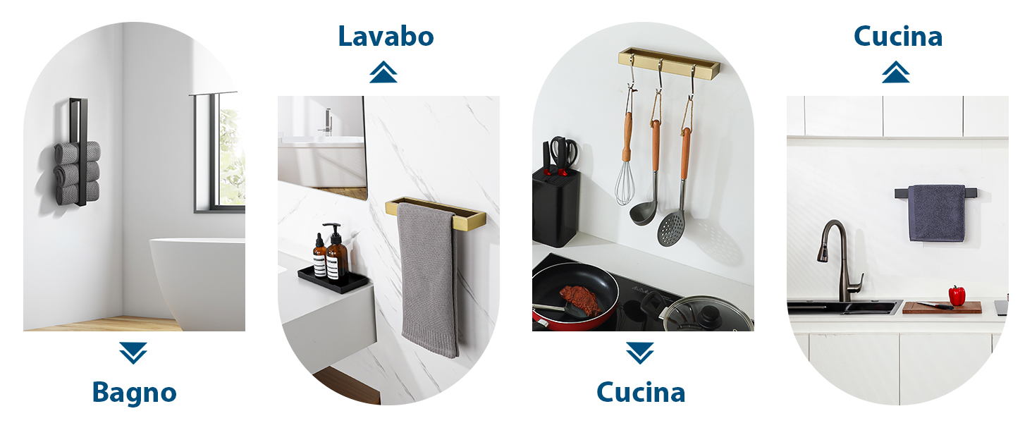 Portasciugamani Bagno SAYAYO Nero Opaco 30 Cm – Porta Salviette Bidet Con Gancio, In Acciaio Inox, Installazione A Vite, Per Bagno E Cucina
