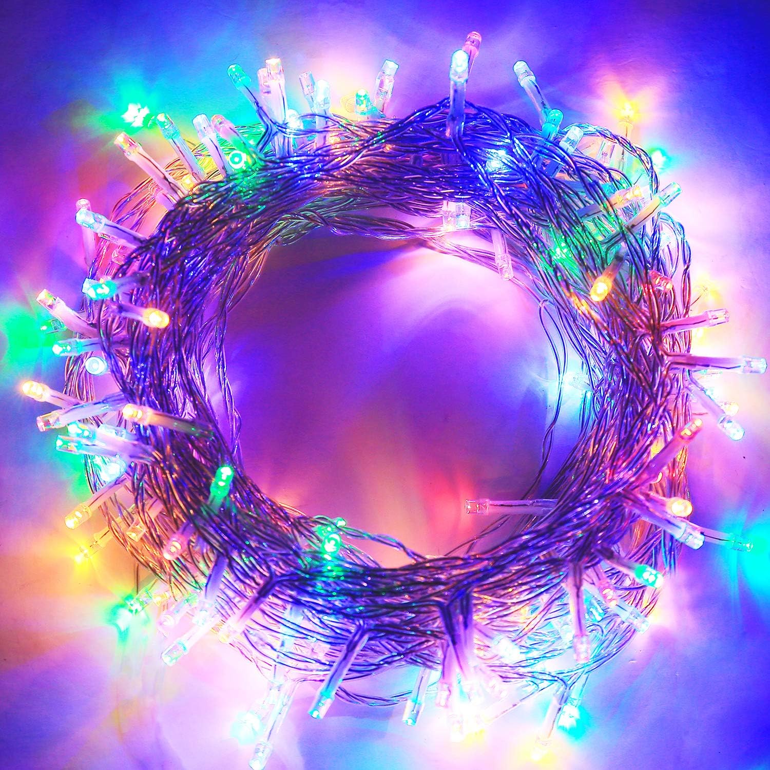 Aluan Christmas Fairy String Lights 200 LED 76 ft Indoor String Lights 8 Modes Adjustable Plug in Fairy String Lights for Home Garden Party Christmas Tree Window Curtain Decoration, Colorful