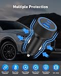 Chargeur de voiture USB C, paquet de 2 3-Port Éclairage rapide de cigarette USB Adaptateur de chargeur en alliage d'aluminium,12V-24V USB Chargeur de téléphone de voiture,PD/PPS/QC Chargement rapide, pour iPhone 17 16 15 iPad Android,Utiliser pour les voyages