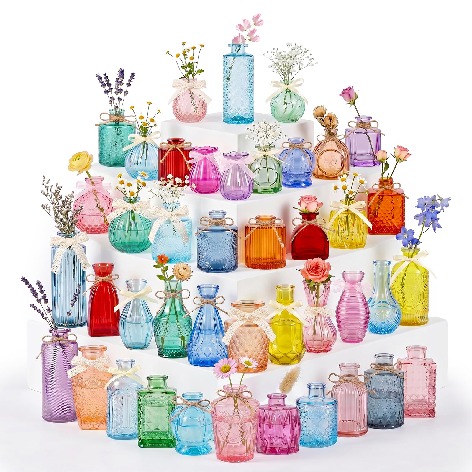 36 Glass Bud Vases - Colorful Gradient Set -10 36 Glass Bud Vases - Colorful Gradient Set -10