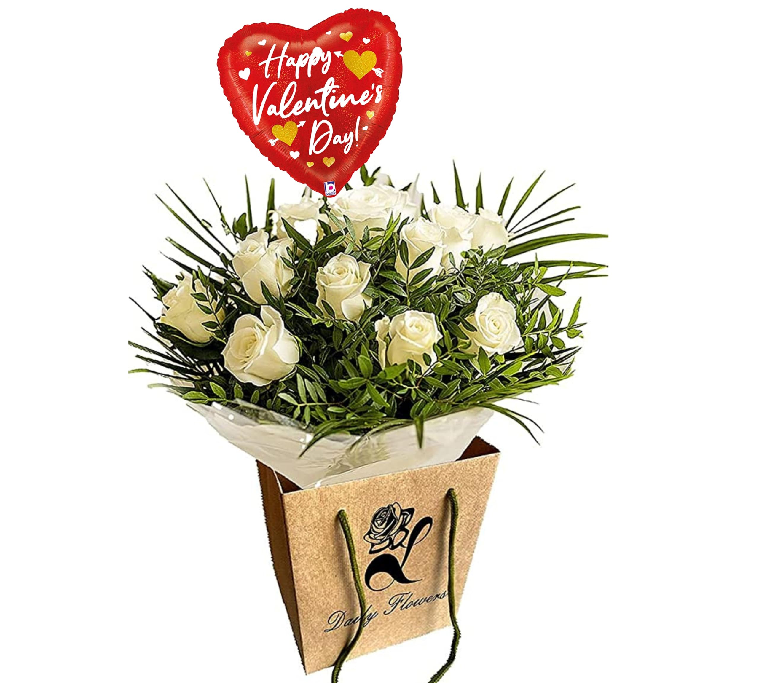 Pure Delight White Roses Bouquet – Fresh Cut Flowers for Birthdays, Anniversaries, Bridal, Get Well, Thank You, Sympathy, Celebrate Occasions – Seasonal Arrangement (valentine's day)