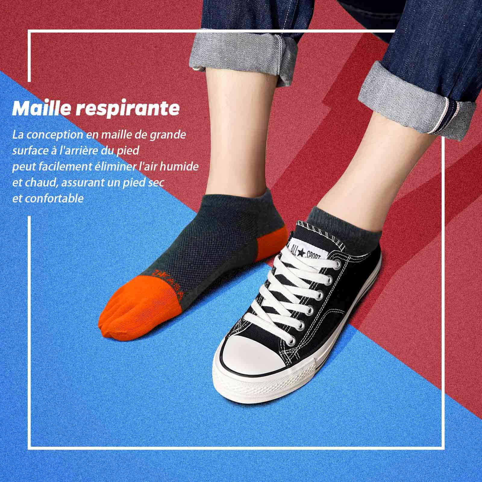 PUTUO Chaussettes à Doigts de Sport pour Homme: Chaussettes de Sport en Cotton à 5 Orteils pour Homme Courtes Socquettes de Sport Respirantes avec Cinq Doigt de Pied 5 Paires
