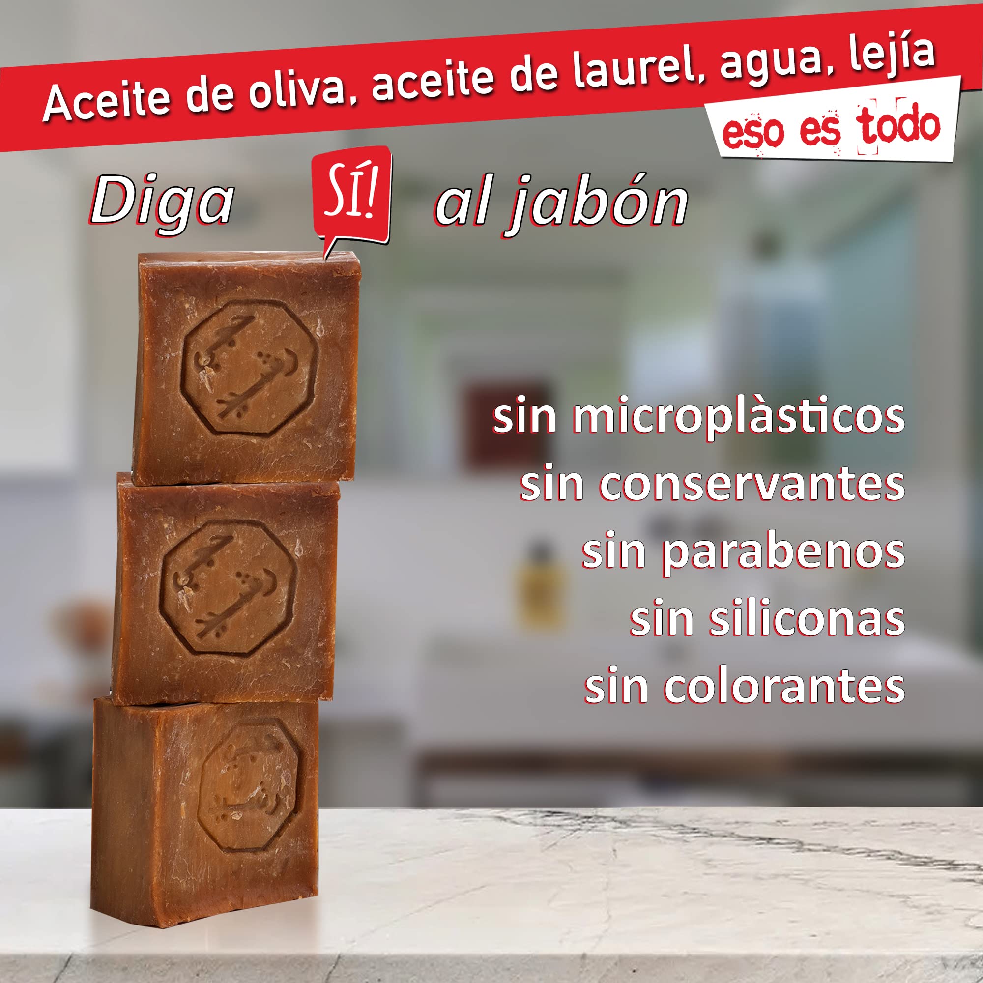 Natura Germania® Set de 3 jabones originales de Alepo 60% aceite de oliva / 40% aceite de laurel, cada uno de aproximadamente 200 gr (alrededor de 600 gr en total) + bolsa de jabón de sisal