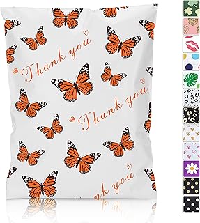 Thank You Poly Mailer 10x13 25 Pack - Mailer Poly Bags for Shipping, Strong Thick and Self Adhesive Mailing Bags - Cute Packaging Bags for Small Business - Butterfly Printed Mailer Bags