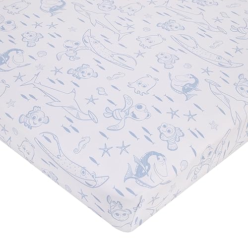 Miniatura 3 de Disney Finding Nemo Cutest Little Catch - Juego de ropa de cama de 3 piezas para cuna, color azul claro, naranja y azul marino, edredón y dos