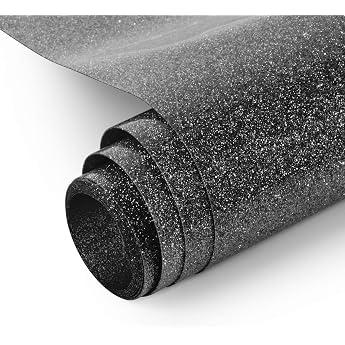 NANAPLUMS Glitter Plotter Film Textile - Heat Transfer Vinyl Transfer Film Plotter Flex Film for Textiles Transfer Film for Iron-On DIY T-Shirt Fabrics Black