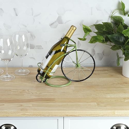 Miniatura 5 de Elements Exhibición de botella de vino de bicicleta de metal verde, 12x9 pulgadas