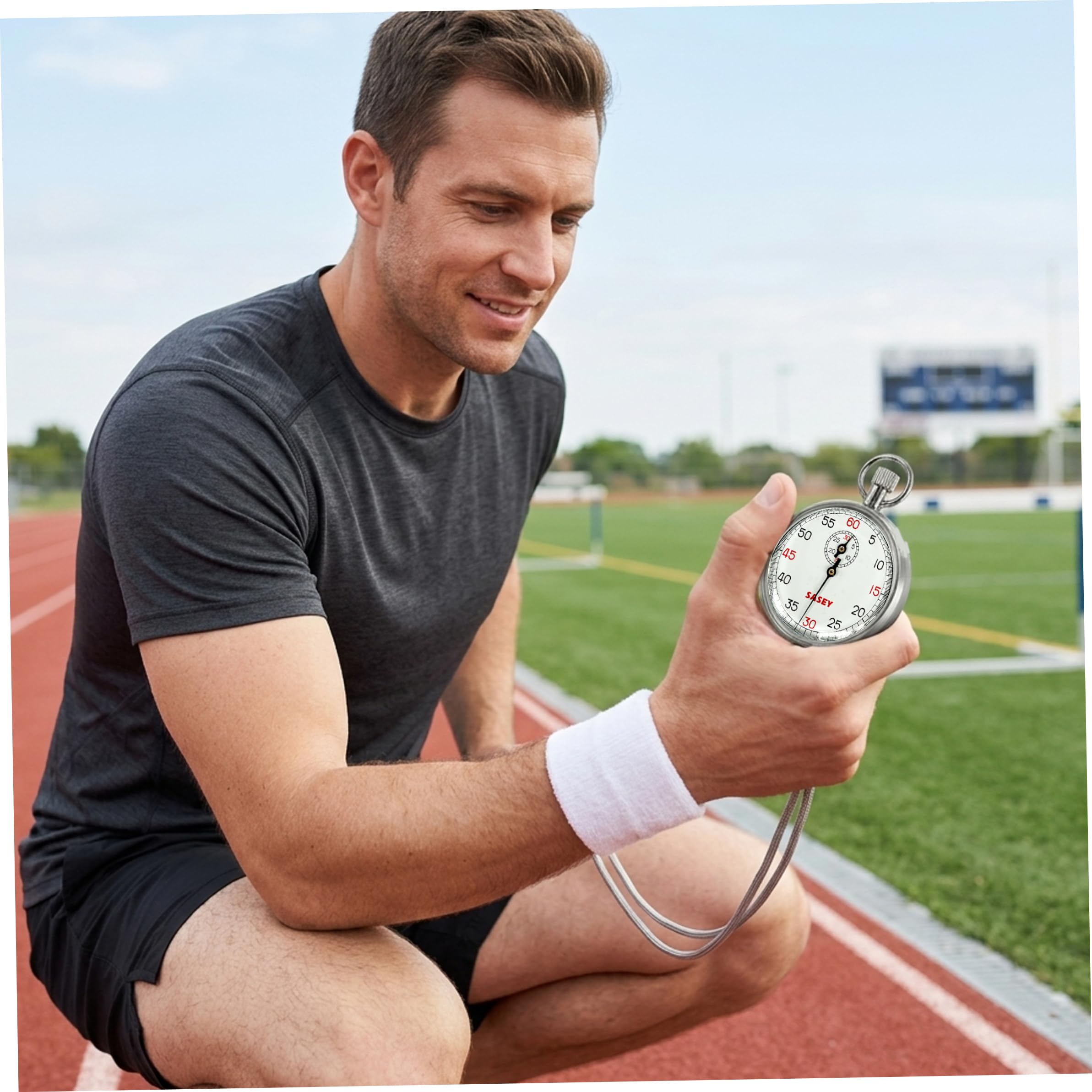 Chronomètre mécanique analogique en Acier Inoxydable pour Les Tests Sportifs, années 60, démarrage à Un Bouton, Pause, réinitialisation, Montre d'arbitre, chronographe