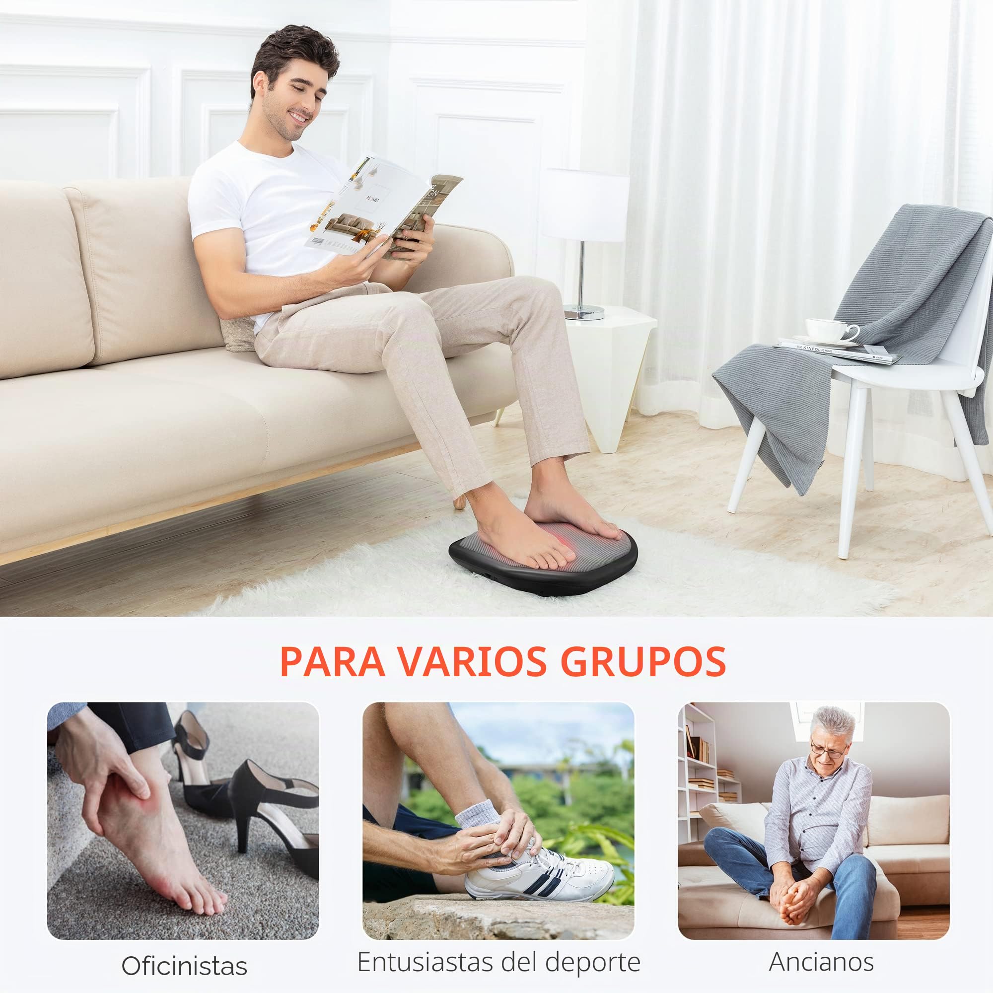 COMFIER Masajeador de Pies Eléctrico con Función de Calor y Amasamiento | Masajeador Shiatsu 2 en 1 para Pies y Espalda, Calentador Eléctrico para Pies Apto para Todos los Tamaños, Regalo Mujer