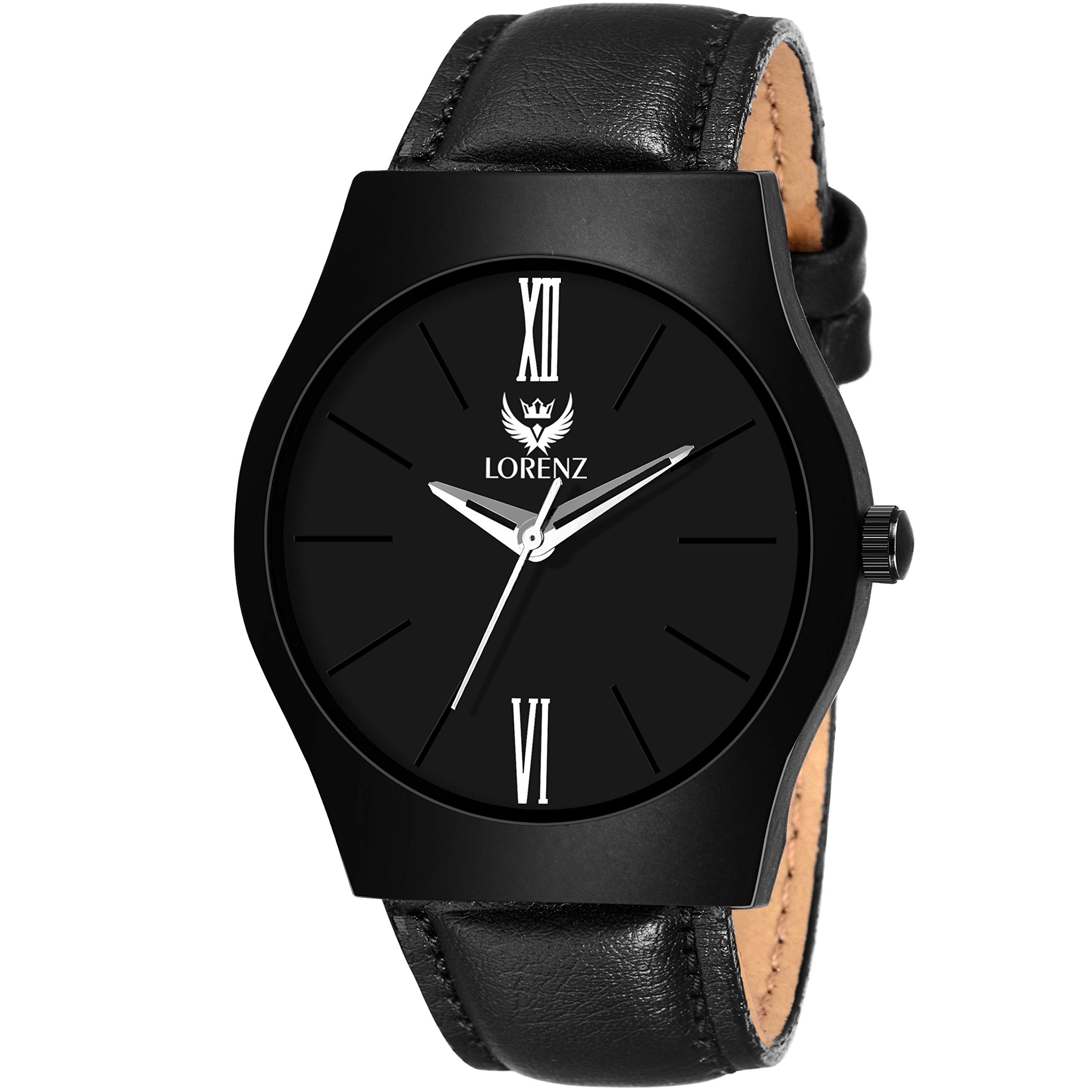 LORENZ Full Black Leather Strap Watch for Men & Boys- MK-2036W (B07PBC661V) Amazon Price History, Amazon Price Tracker