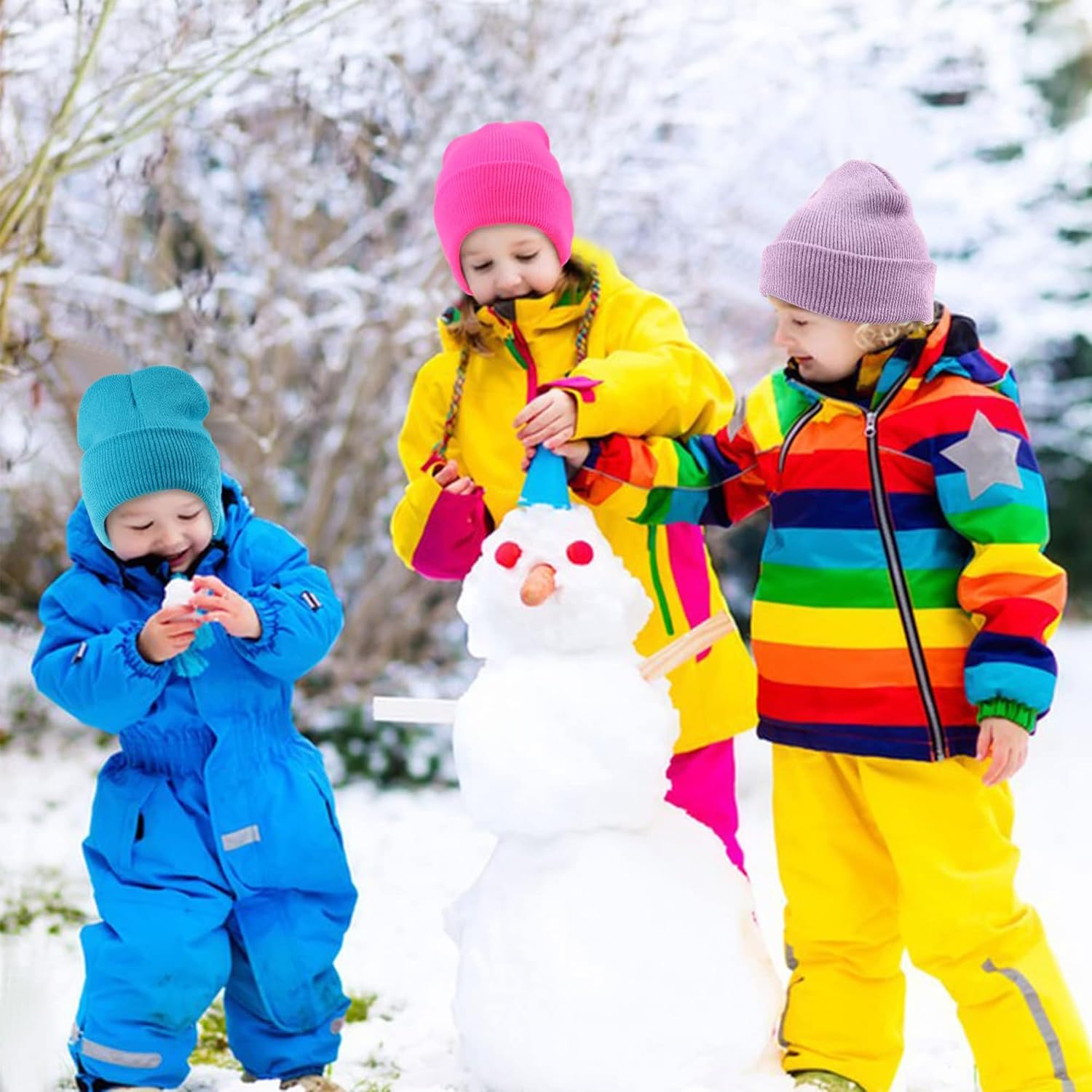 24 Pack Kids Knit Beanies Bulk, Toddler Winter Hat Wholesale Warm Cuffed Caps for Boys Girls - Image 6