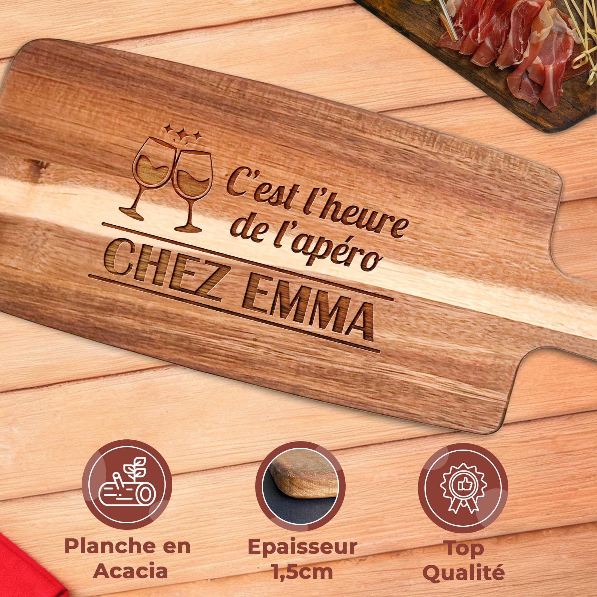 Planche à Découper Bambou Gravée Super-Héros Médecin - 30x20x1cm - Cadeau Homme Cuisine, Barbecue - Plateau Apéro