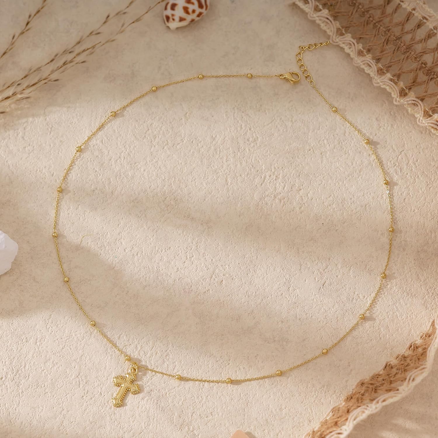 Cross Necklaces for Women,Dainty 14k Gold Plated Cross Necklace Cute Statement Cross Peadant Necklace Simple Gold Cross Necklaces for Women Trendy Jewelry - Image 5