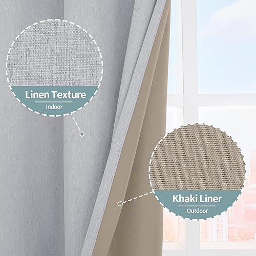 Miniatura 7 de BGment Cortinas opacas grises de 63 pulgadas de largo para dormitorio, juego de 2 paneles de cortinas de oscurecimiento de habitación, cortinas de