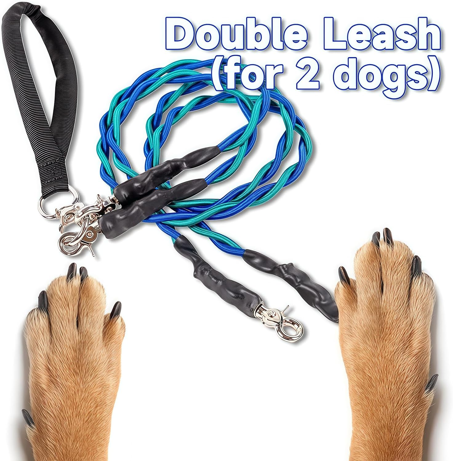 Double Bungee Leash - 1st Step Training Tool,No Tangle Leash for 2 Dogs,Double Bungee Dog Leash with Padded Handles for Small/Medium/Large Breeds (Pink/Black, M-Up to 40 pounds) - Image 5