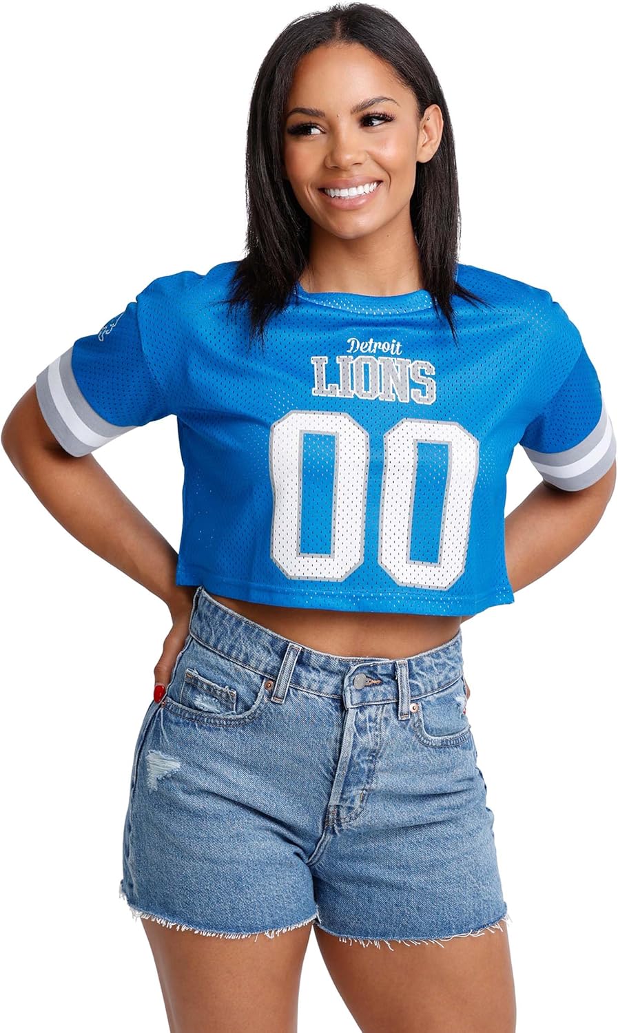 FOCO NFL Womens NFL Ladies Fashion Gameday Jersey Mesh Crop Top Shirt
