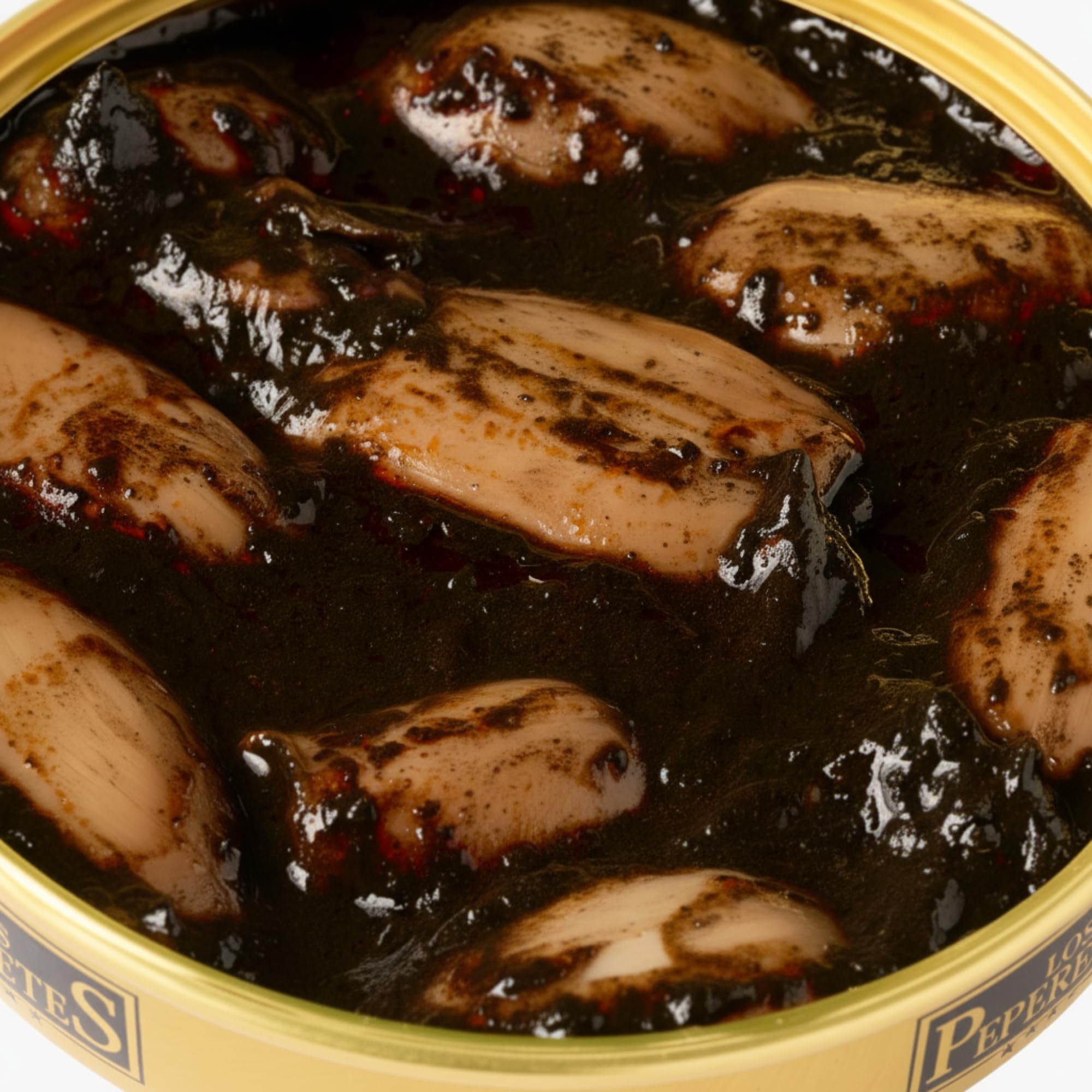 LOS PEPERETES Chipirones en su Tinta 120 g | Marisco Gallego Gourmet | Conserva Artesanal del Atlántico con Salsa de Tinta Natural | Chipiron Relleno en su Propia Salsa | Sabor Tradicional