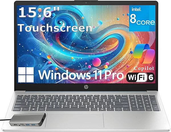 HP Touchscreen Laptop Computer for College Student Home Study, 32GB DDR4 RAM, 1TB PCIe SSD, Intel Processor 8-Core, 15.6" FHD, WiFi 6, Bluetooth 5.4, Webcam, Moonlight Blue, Windows 11 Pro, Type-C HUB