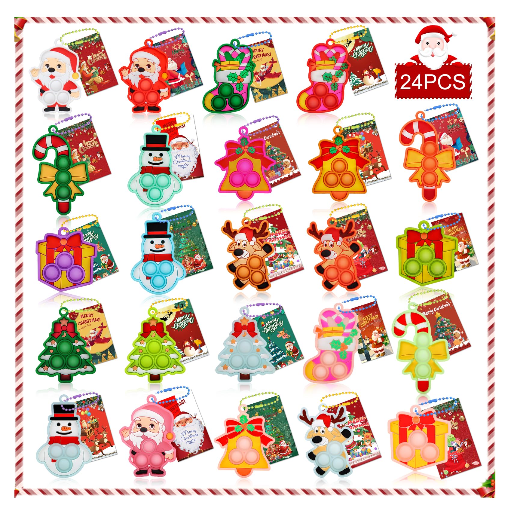 Christmas Party Favors for Kids,Christmas Pop Fidget Toys,Stocking Stuffers for Kids,Christmas Goodies Bag Fillers,Xmas Gifts for Kids Classroom,Christmas Fidgets Bulk