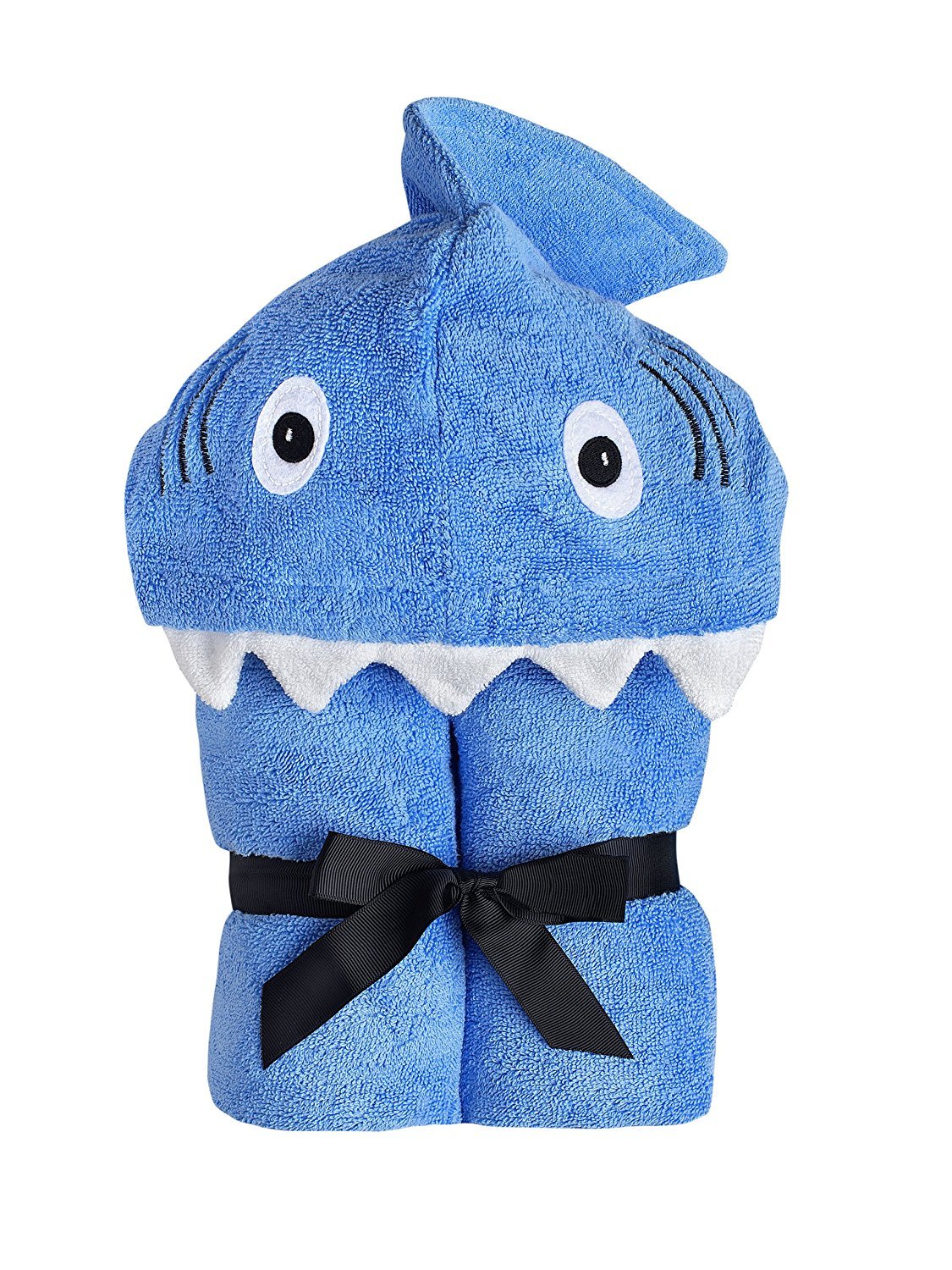 Yikes Twins Adult Shark Hooded Towel Ages 8-80 Blue| Large 100% Cotton Shark Towel for Boys or Girls in Blue | Unisex Cute Shark Bath Towels for Teens