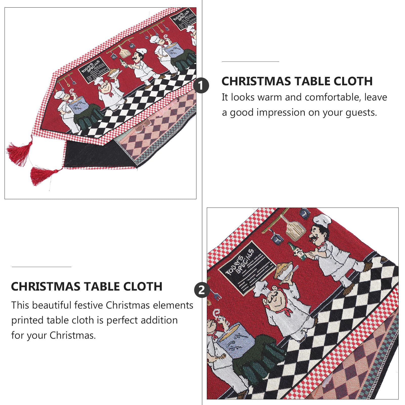 STOBAZA 5 Piezas Mantel de Cocina, Decoración de Mantel de Jacquard, Tejido Combinado, Plegable, Reutilizable, Fácil de Limpiar, para Uso Diario y Navidad